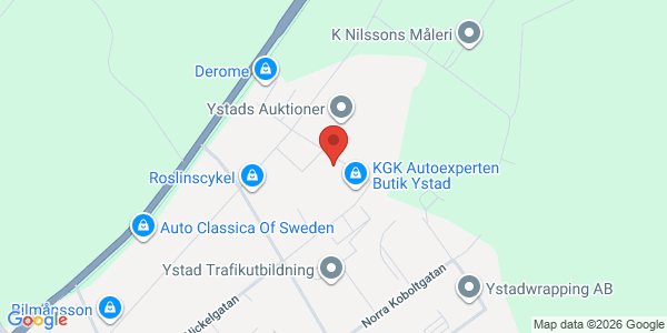 Karta för YBB Ystad Bilbesiktning AB Ystad