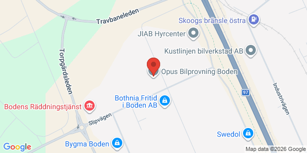 Karta för Opus Bilprovning AB Boden