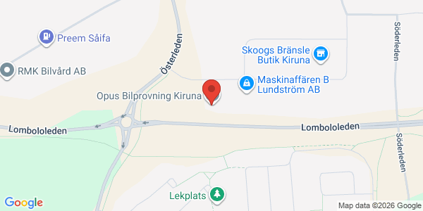 Karta för Opus Bilprovning AB Kiruna