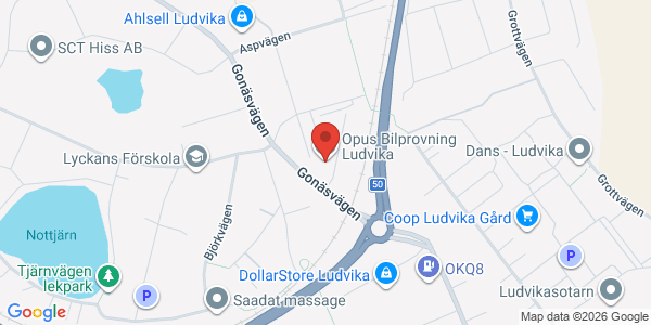 Karta för Opus Bilprovning AB Ludvika