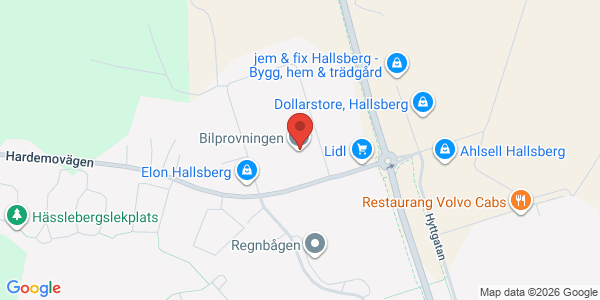 Karta för AB Svensk Bilprovning Hallsberg