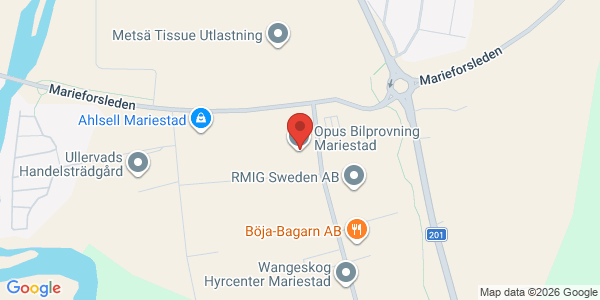 Karta för Opus Bilprovning AB Mariestad