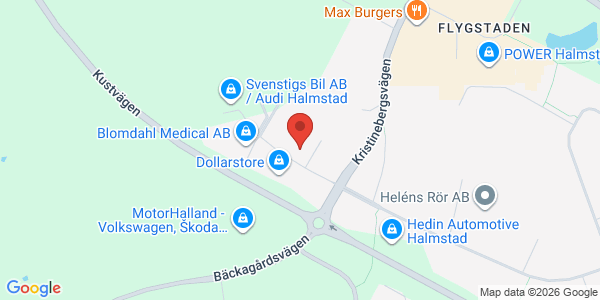 Karta för AB Svensk Bilprovning Halmstad