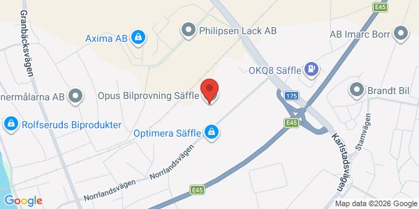 Karta för Opus Bilprovning AB Säffle