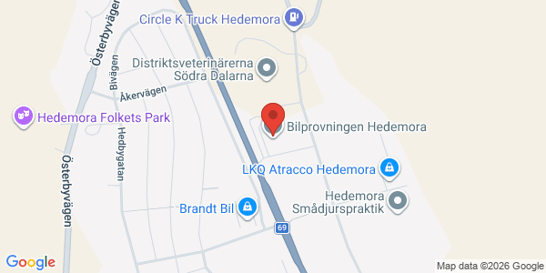 Karta för AB Svensk Bilprovning Hedemora