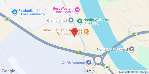 Karta för Opus Bilprovning AB Umeå-Teg