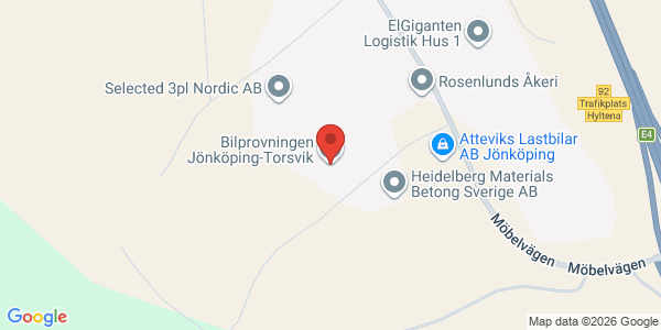 Karta för AB Svensk Bilprovning Jönköping-Torsvik