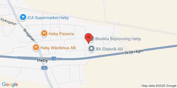 Karta för Besikta Bilprovning i Sverige AB Heby