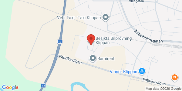 Karta för Besikta Bilprovning i Sverige AB Klippan