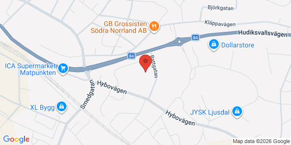 Karta för AB Svensk Bilprovning Ljusdal