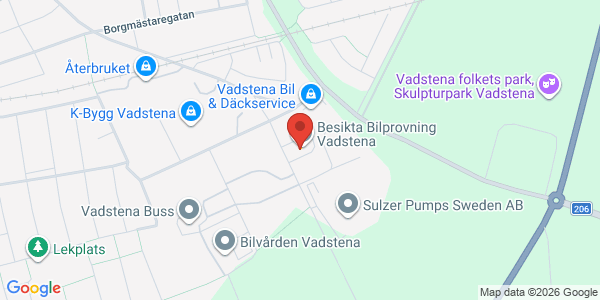 Karta för Besikta Bilprovning i Sverige AB Vadstena