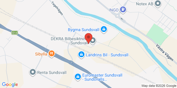 Karta för DEKRA - Sundsvall
