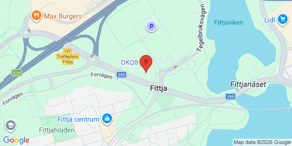 Karta för AB Svensk Bilprovning Norsborg