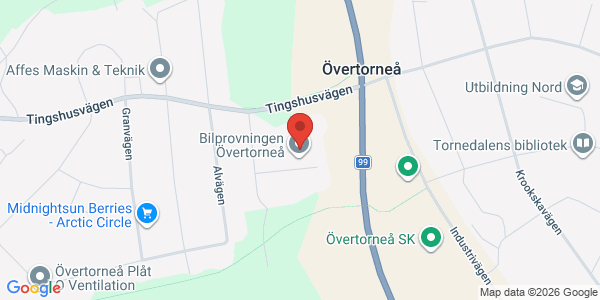 Karta för AB Svensk Bilprovning Övertorneå