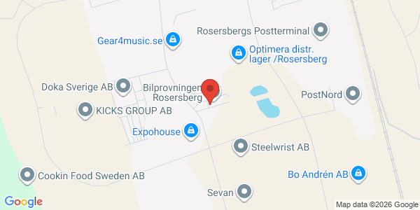 Karta för AB Svensk Bilprovning Rosersberg