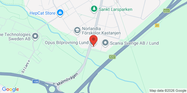 Karta för Opus Bilprovning - Lund