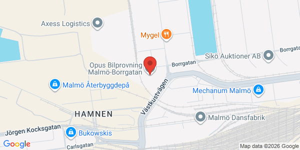 Karta för Opus Bilprovning - Malmö - Borrgatan