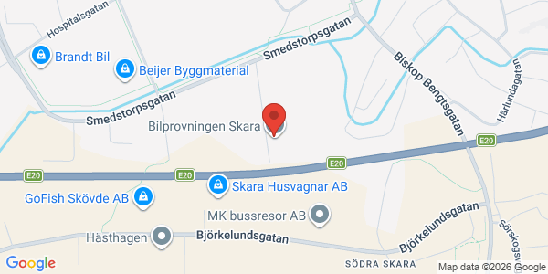 Karta för AB Svensk Bilprovning Skara