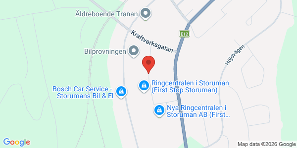 Karta för AB Svensk Bilprovning Storuman
