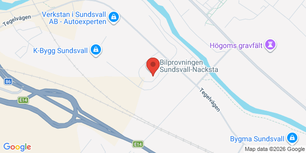 Karta för AB Svensk Bilprovning Sundsvall