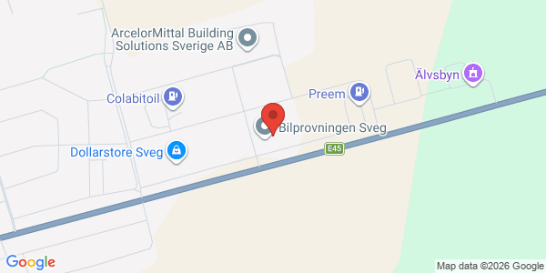 Karta för AB Svensk Bilprovning Sveg