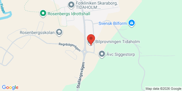 Karta för AB Svensk Bilprovning Tidaholm