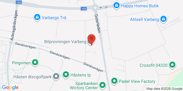 Karta för AB Svensk Bilprovning Varberg