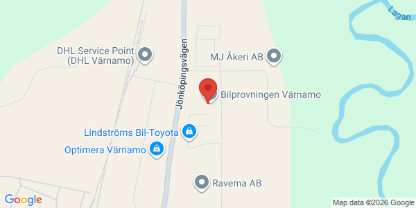Karta för AB Svensk Bilprovning Värnamo