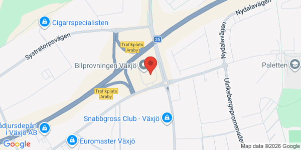 Karta för AB Svensk Bilprovning Växjö