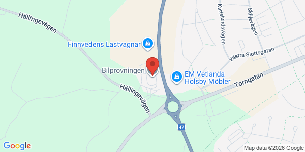 Karta för AB Svensk Bilprovning Vetlanda