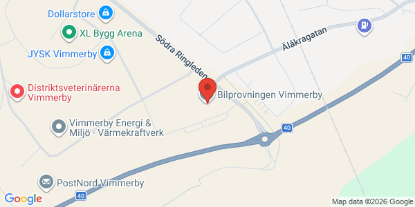Karta för AB Svensk Bilprovning Vimmerby