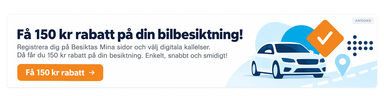 Få 150 kr rabatt på din bilbesiktning!