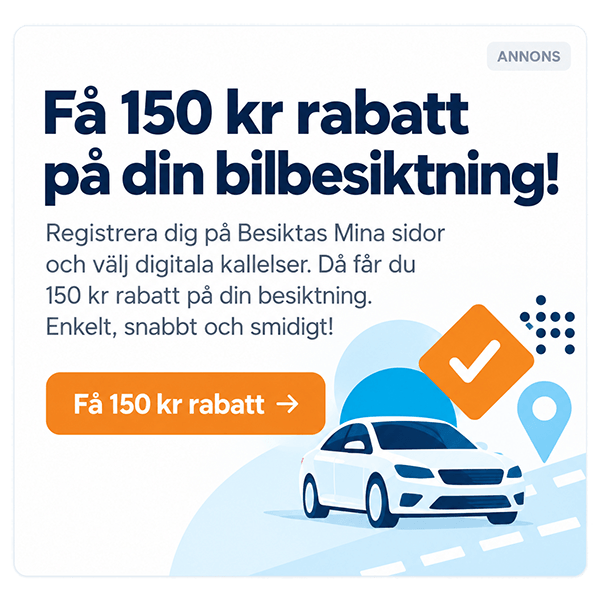 Få 150 kr rabatt på din bilbesiktning!